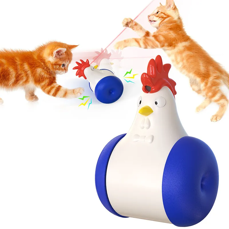 Funny Cat Toy New Product Electric Sounding Tumbler Hair Laser Chicken Funny Cat Toy - Blue