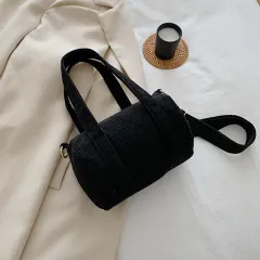 Fashion Leisure Corduroy Handbag - Black - View 1