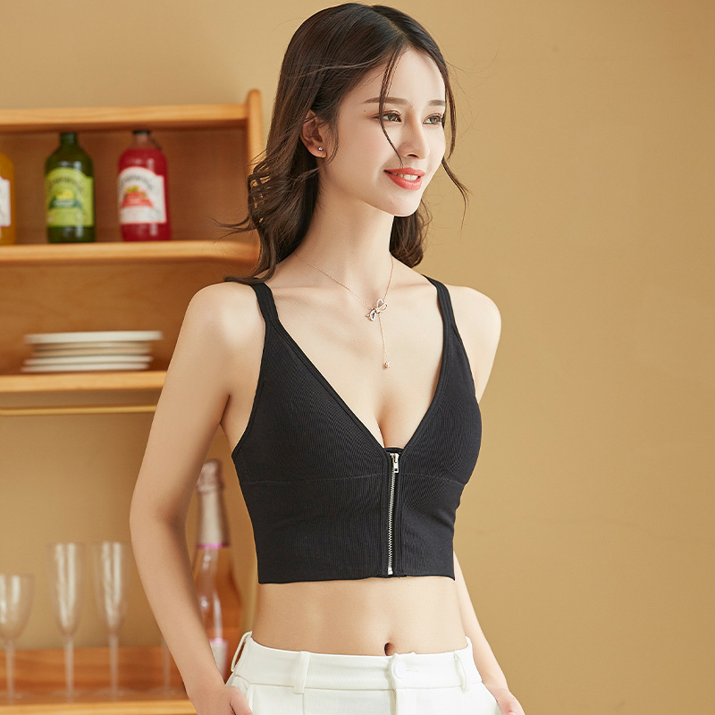 Title 3, Deep V Front Zipper Gathers The Breast Sling Un...