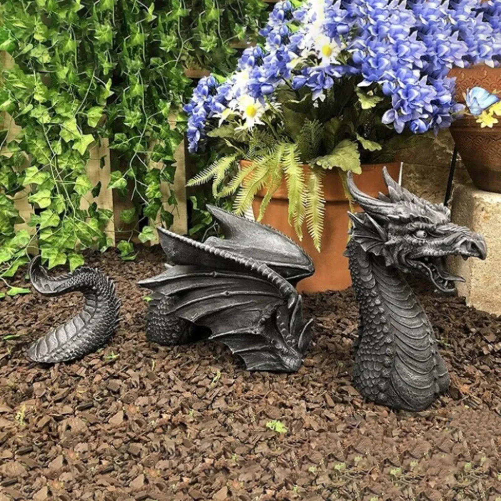 Large Dragon Gothic Garden Decor Statue Castle Moat Lawn Statue Garden Sculptures & Statues Funny Yard Garden Outdoor Figurine – image 5