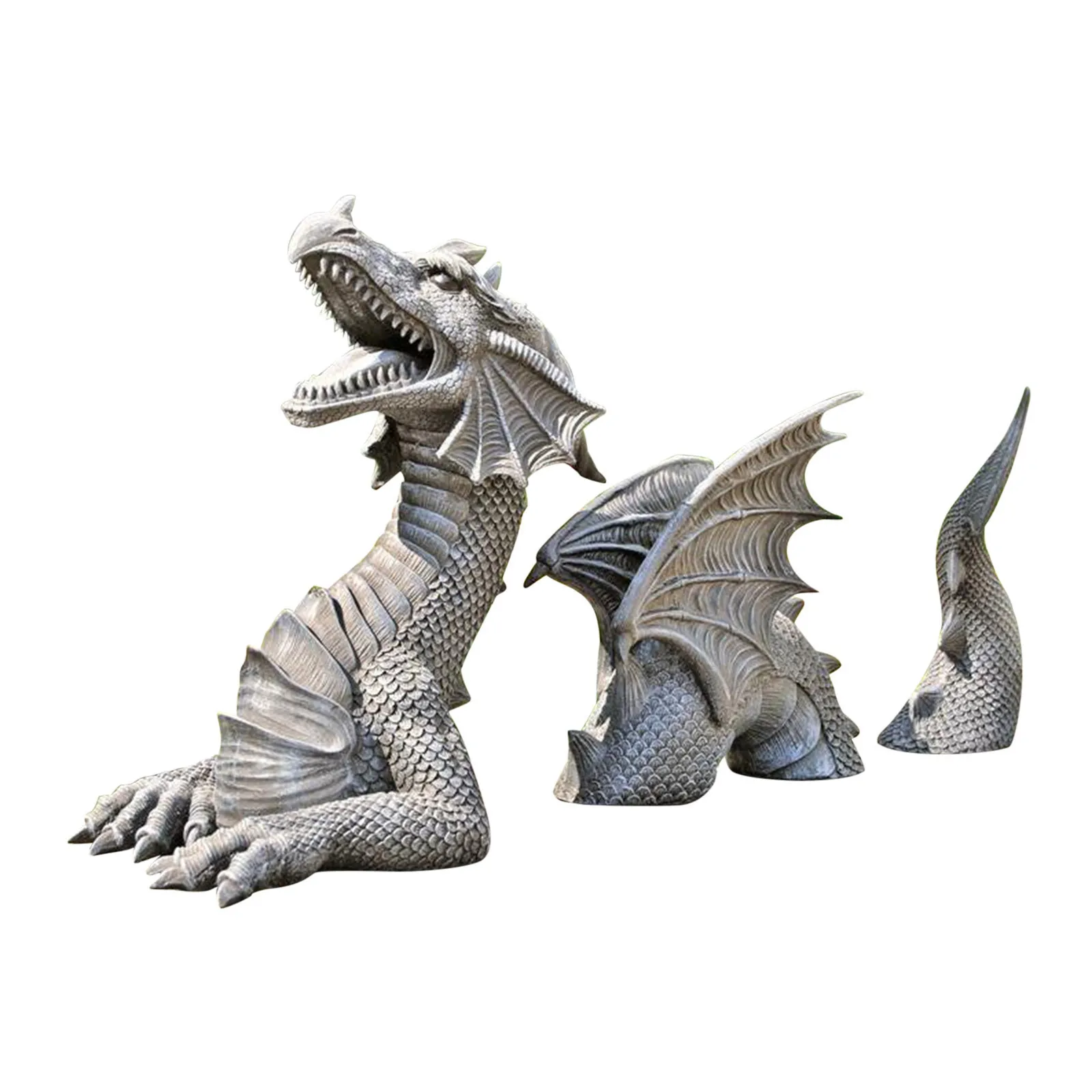 Large Dragon Gothic Garden Decor Statue Castle Moat Lawn Statue Garden Sculptures & Statues Funny Yard Garden Outdoor Figurine – image 4
