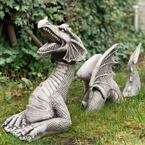 Large Dragon Gothic Garden Decor Statue Castle Moat Lawn