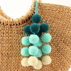Hand-woven Bag Chain Color Plush Pendant Ethnic Wind Bag Hair Ball Pendant - Green - View 1