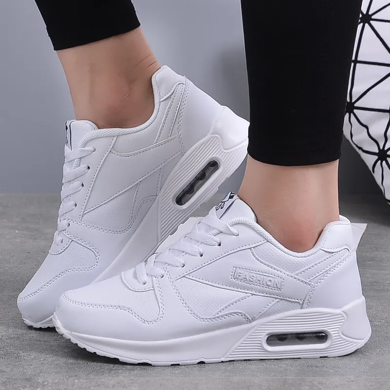 Breathable Leather Couple Sneakers - White