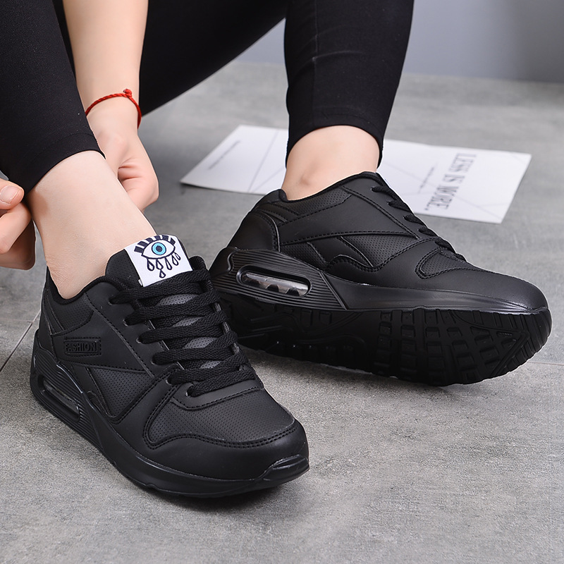 Breathable Leather Couple Sneakers Black - Shop at LoveMi