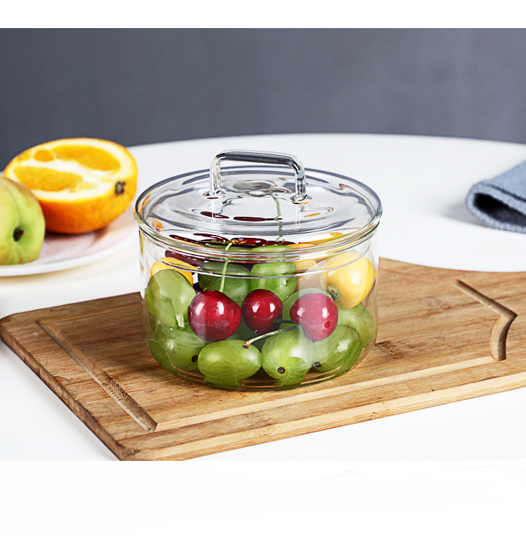 Title 4, Pyrex Glass Bowl Transparent With Lid Fruit Des...