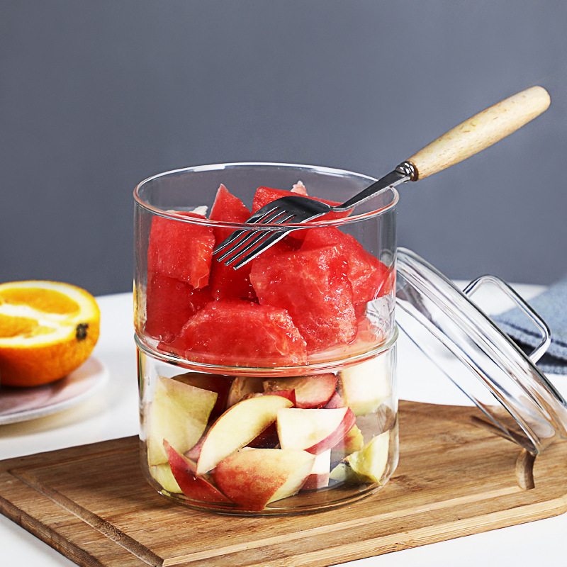 Title 2, Pyrex Glass Bowl Transparent With Lid Fruit Des...