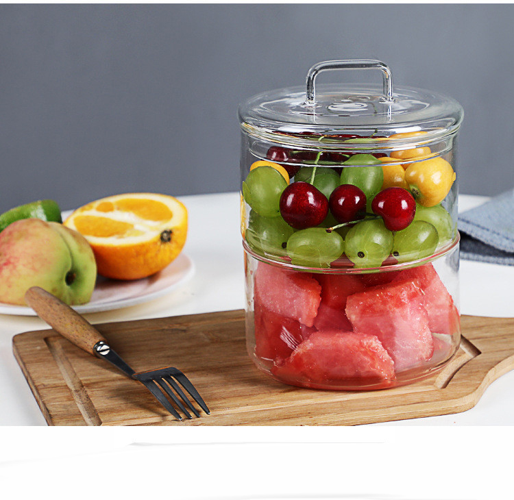 Title 5, Pyrex Glass Bowl Transparent With Lid Fruit Des...