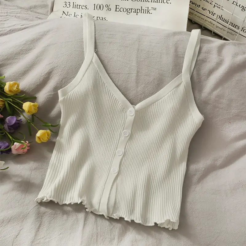Short Cardigan Vest With Wood Ears