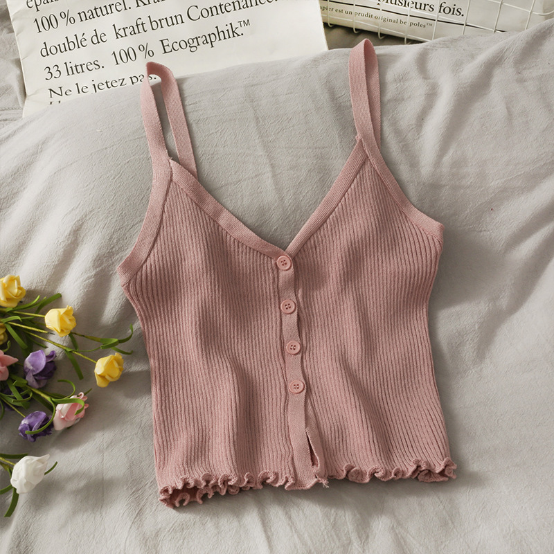 Short Cardigan Vest With Wood Ears