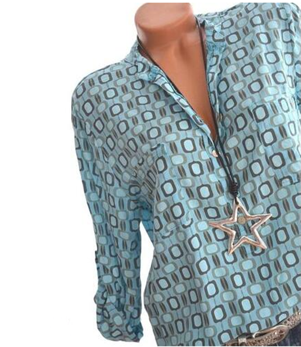 Ladies Pocket Stand Collar Long Sleeve Shirt