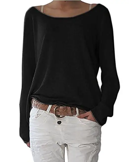 European And American Solid Color Knitted T-shirt Top