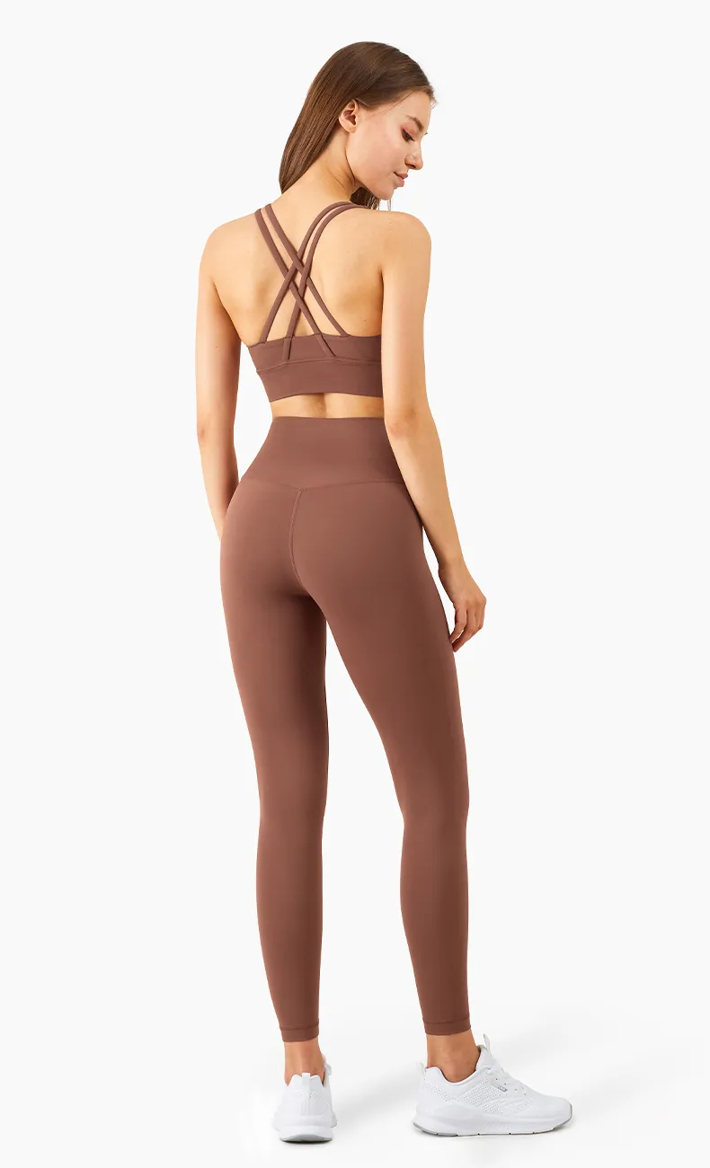 High Waist Sports Slim Fitness Yoga Pants - Ancient Copper Suit