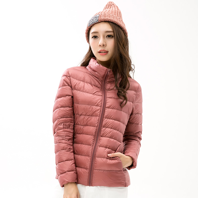 Lightweight Down Jacket Women's Solid Color Stand-up Collar