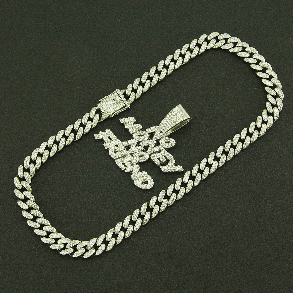 Men's Alloy Diamond Letter Pendant Necklace