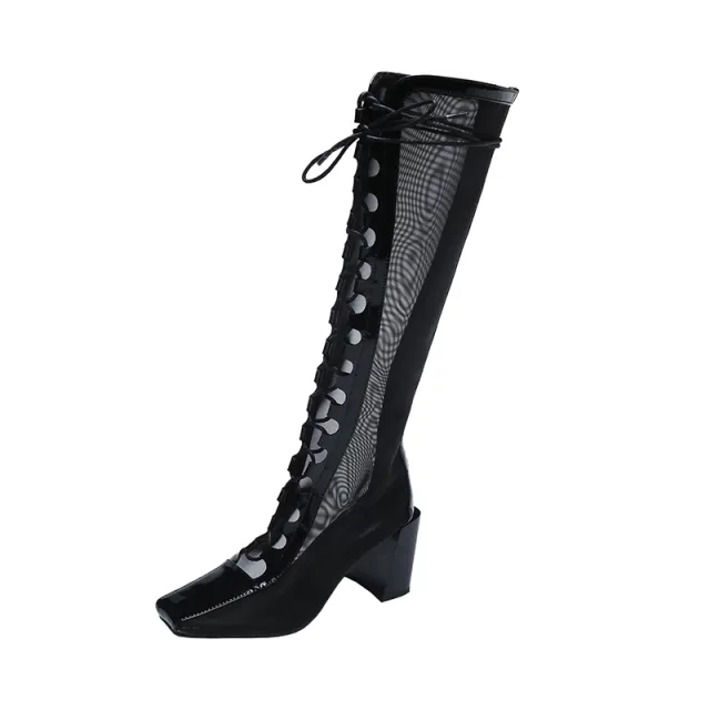 Long Boots Women'S Ins Trendy Breathable Thick Heel Casual But Knee Boots A 35 - Shop at LoveMi