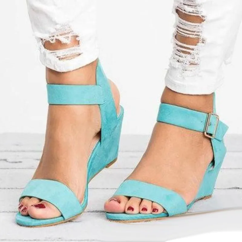 Spring And Summer New Independent Station European And American Foreign Trade Plus Size Wedge Sandals Women - Green