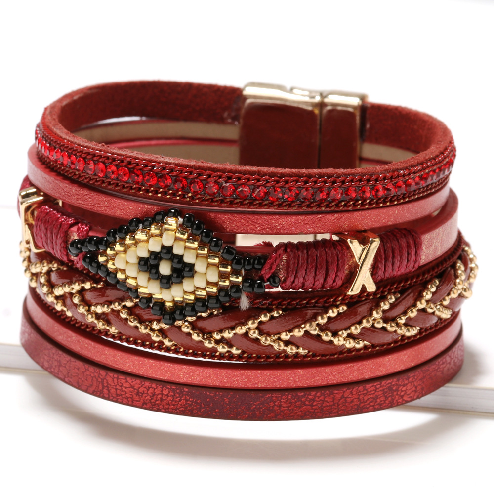 Title 3, Amorcome Miyuki Evil Eye lederen armbanden voor...