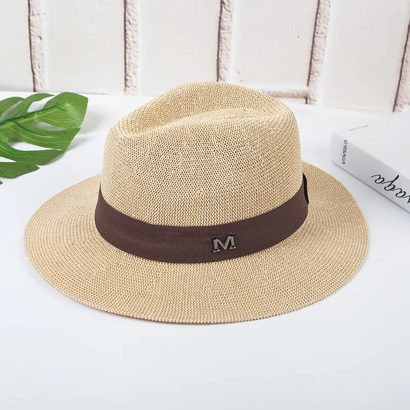 Jazz Hat Beach Sun Hat Panama Straw Sun Hat - Beige
