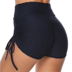 Jacquard Yoga Pants Hip Shorts Bandage Yoga Pants Bubble Pants - Dark Grey - View 1