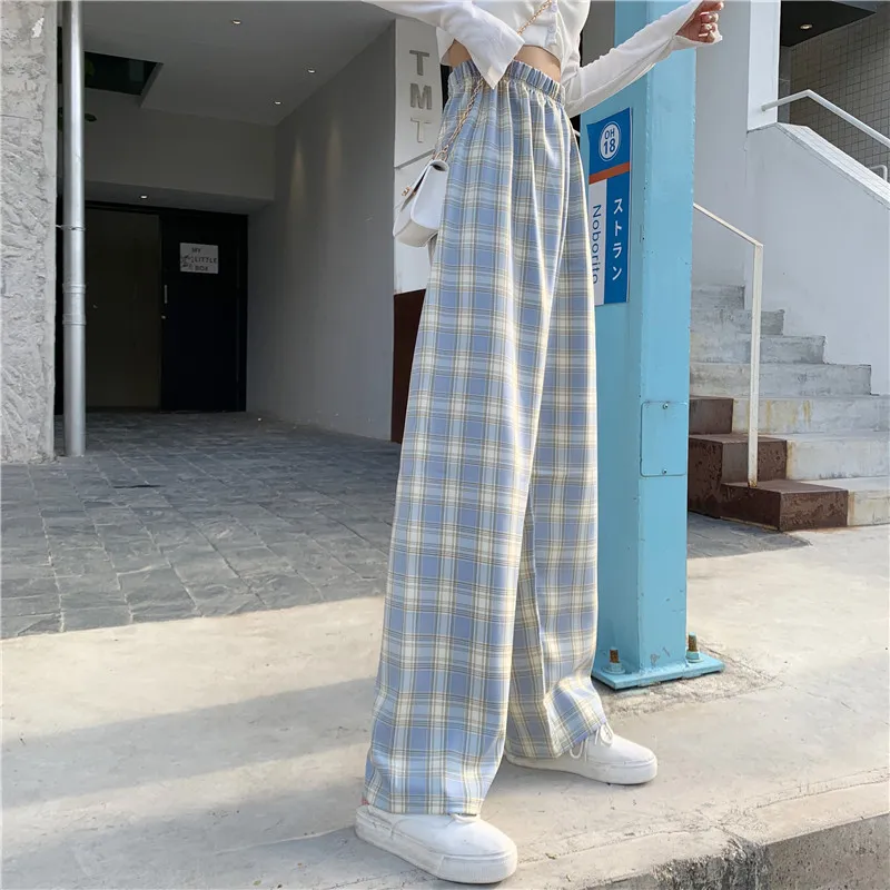 New Net Red Pants ins Super Fire Thin Straight Pants Loose Casual Pants - Blue
