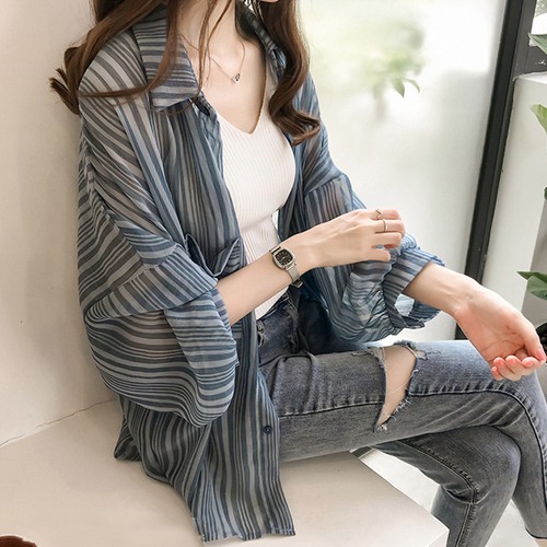 Student Mid-Length Loose Shawl Chiffon Shirt Jacket