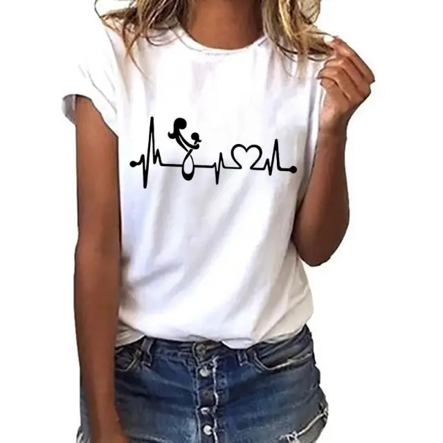 Ecg Love Lady Printing Retro Lady Basic Original T Shirt Foreign Trade Manufacturers Sales Section B - Shop at LoveMi