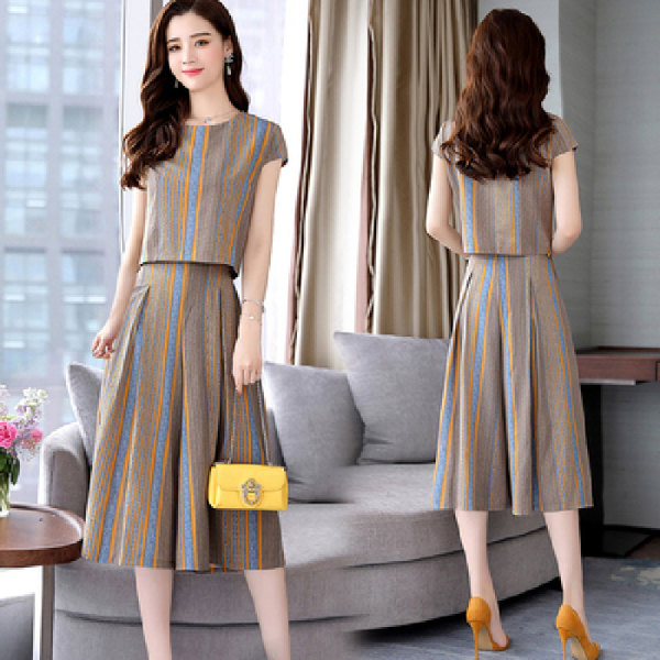 Two-Piece High Waist Drape Cropped Hakama