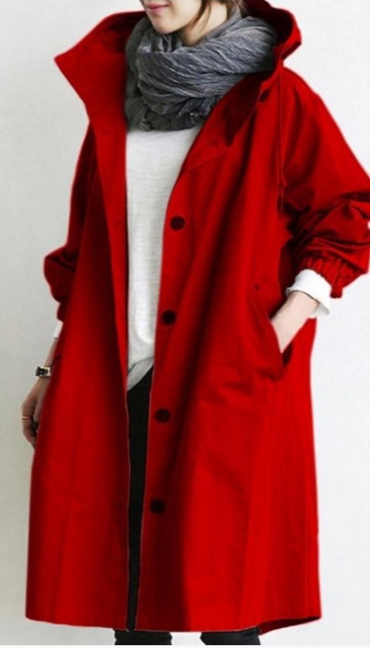 Oversized Women's Korean Style Slim Windbreaker Red - Shop at LoveMi