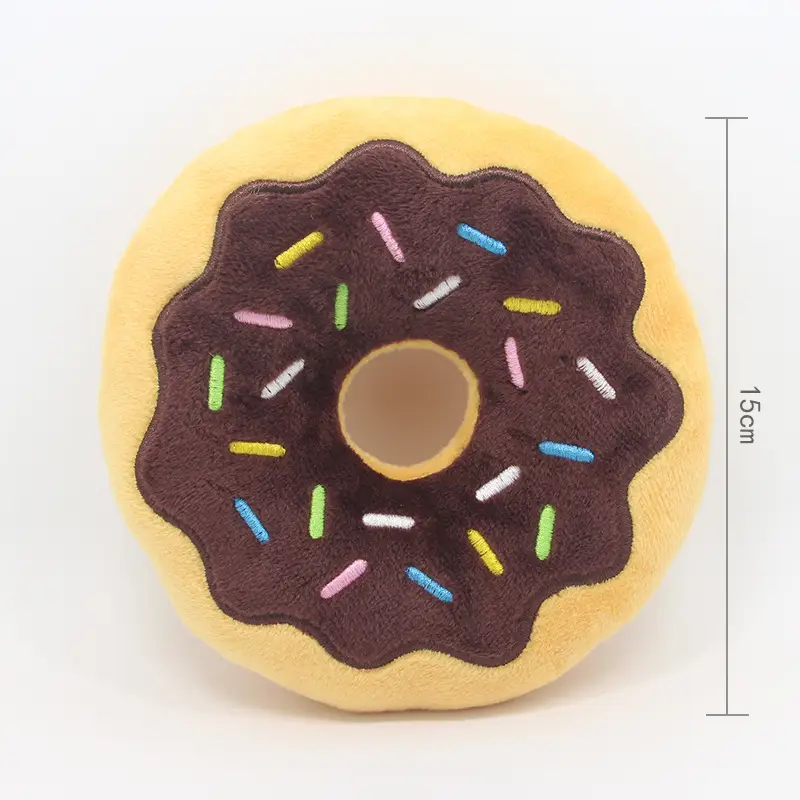 New Donut Pet Plush Toy 15Cm Bagel Christmas Series Dog Sounding Toy