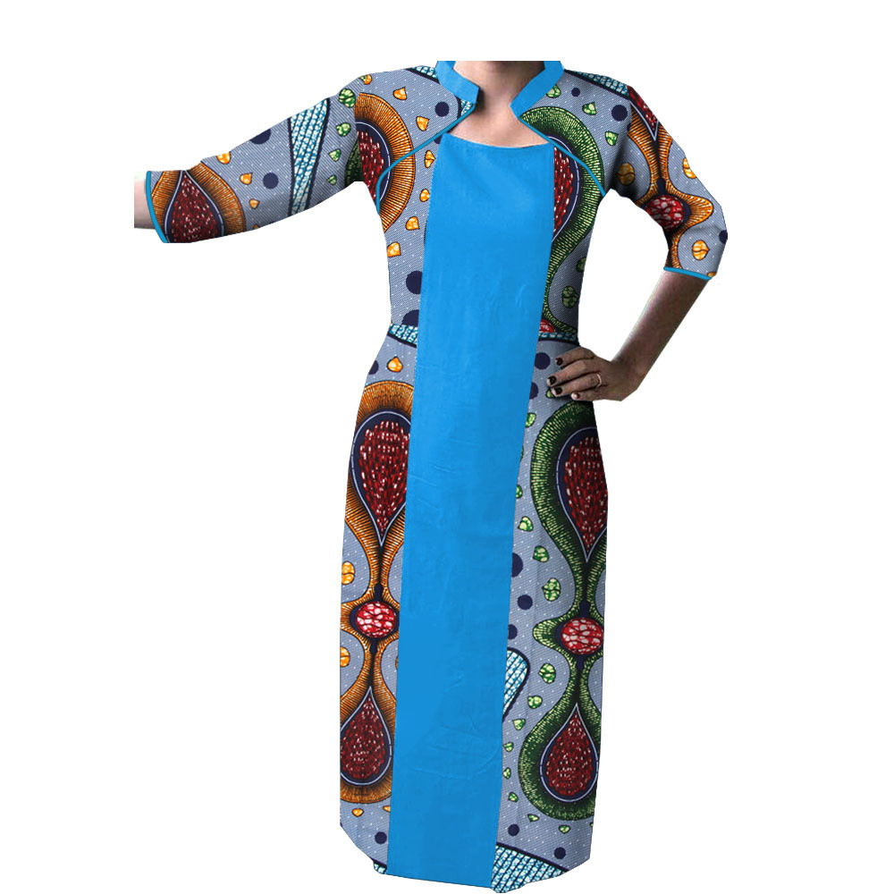 Spot Hot-Selling Export African Characteristic Batik Printed Cotton Plus Size Dress 
