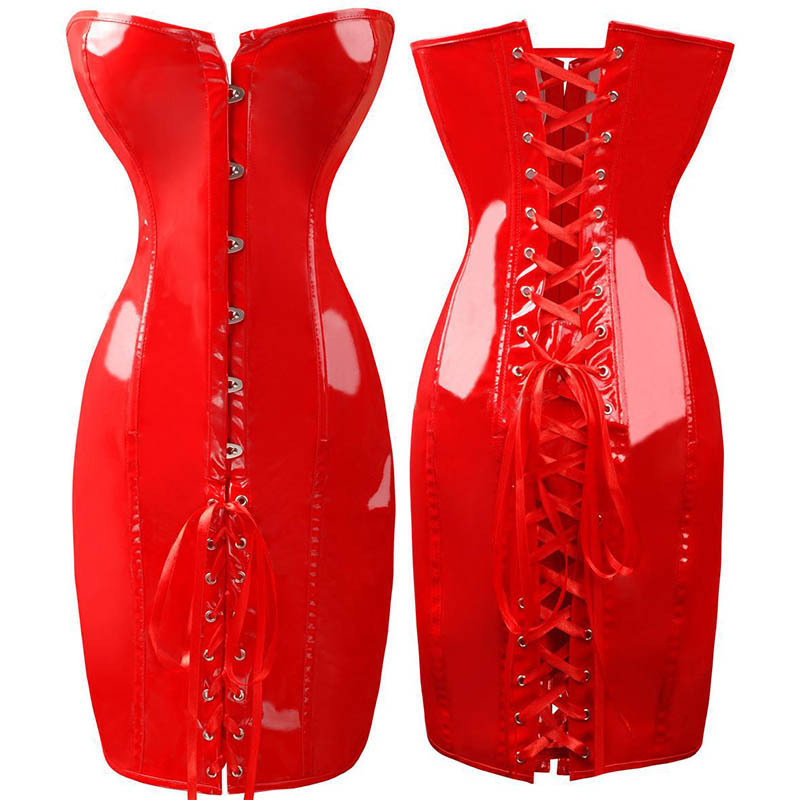 Women  PVC Leather Corset Latex Waist Cincher 