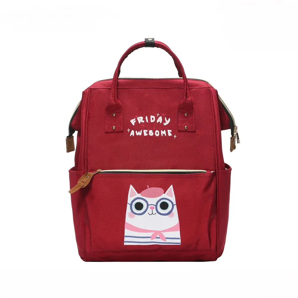 College Style Casual Cute Backpack Girl - Red