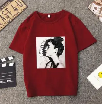 New Fashion T Shirt Women'S Spring And Summer Girls Printing Short Sleeved O Neck Cotton Spandex Women'S Tops Soft Women'S T Shirts Rose Red - Shop at LoveMi