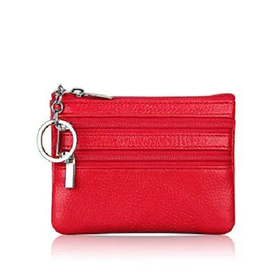 Porte cartes En Simili Cuir Double Zippe Red - Shop at LoveMi