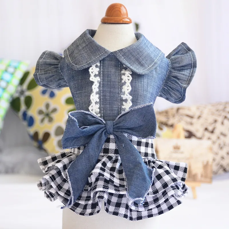 Summer Dress New Pet Denim Flying Sleeve