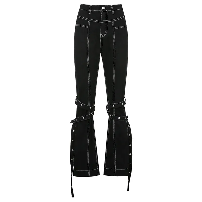 Slim Trousers Street Streamer Casual Jeans - Black
