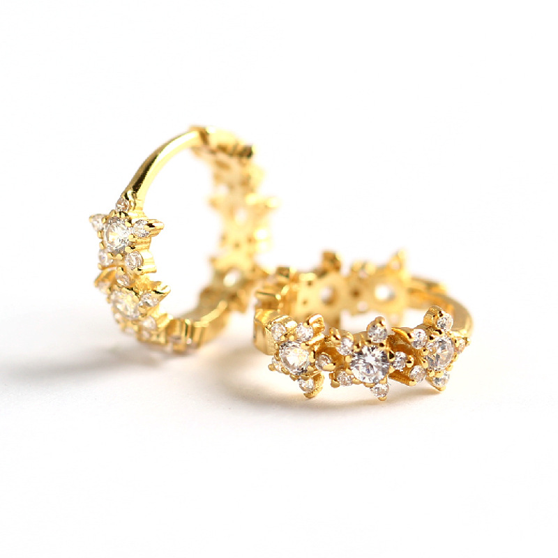 S925 Sterling Silver Double-sided Star Earrings Five-pointed Star Earrings Earrings