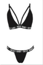 Sexy And Sexy Hollow Letter Three Point Women'S Split Bra Black - Shop at LoveMi