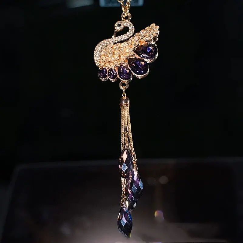 Car Pendant Double-Sided Crystal Swan King Creative