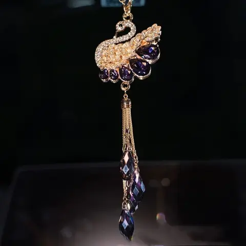 Car Pendant Double-Sided Crystal Swan King Creative Car Rearview
