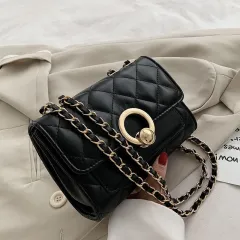 Fashion Chain Rhombus Bag All-match One-shoulder Messenger Small Square Bag - Black - View 1