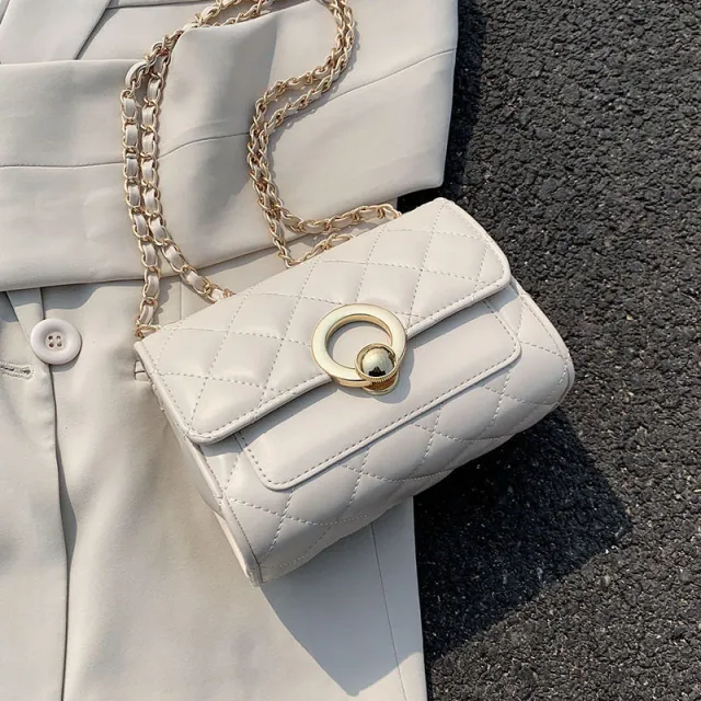 Fashion Chain Rhombus Bag All match One shoulder Messenger Small Square Bag White - Shop at LoveMi