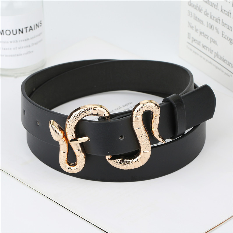 Title 4, Fashion Snake Buckle Pu Belt All-Match Simple J...