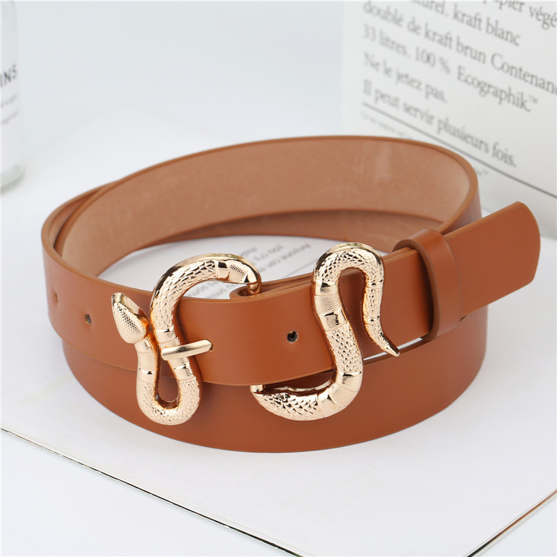 Title 2, Fashion Snake Buckle Pu Belt All-Match Simple J...