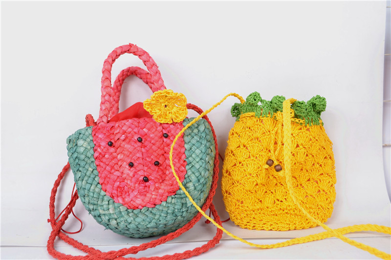 Fruit Type Straw Bag Watermelon Strawberry Pineapple Banana Messenger Bag Women''S Woven Bag