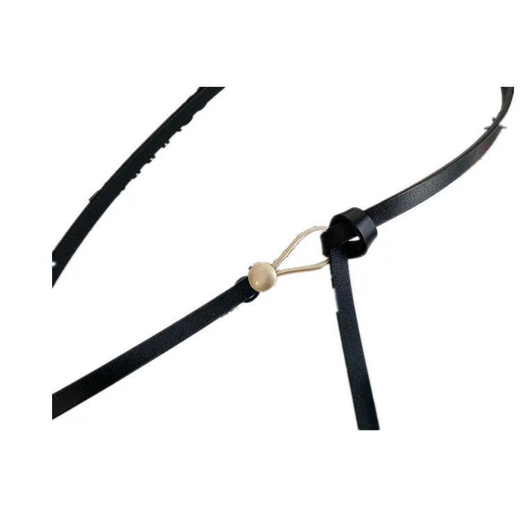 Suit Thin Belt Ladies Genuine Leather All-Match Knotted Decorative Belt Fashion Black With Dress Sweater Waist Waist - Black