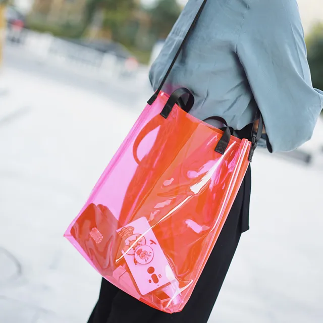 Transparent Shopping Bag Women Custom Bag Jelly Gift Bag Custom Eva High End Tote Bag Printed Plastic Pvc Bag Red - Shop at LoveMi