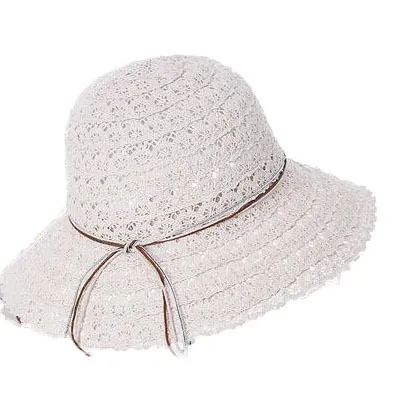 Korean Lace Cut Out Sun Visor Women Spring And Summer Leisure All Kinds Of Fishermen Hat Folding Sun Protection Beach Hat Beige - Shop at LoveMi
