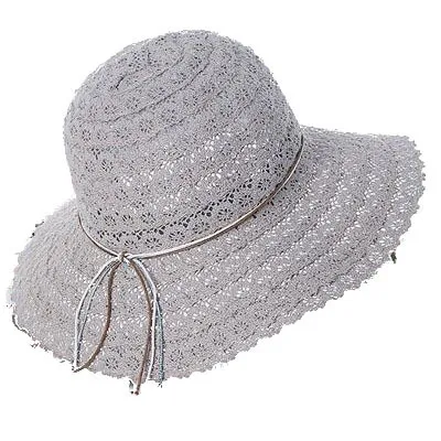 Korean Lace Cut Out Sun Visor Women Spring And Summer Leisure All Kinds Of Fishermen Hat Folding Sun Protection Beach Hat Grey - Shop at LoveMi